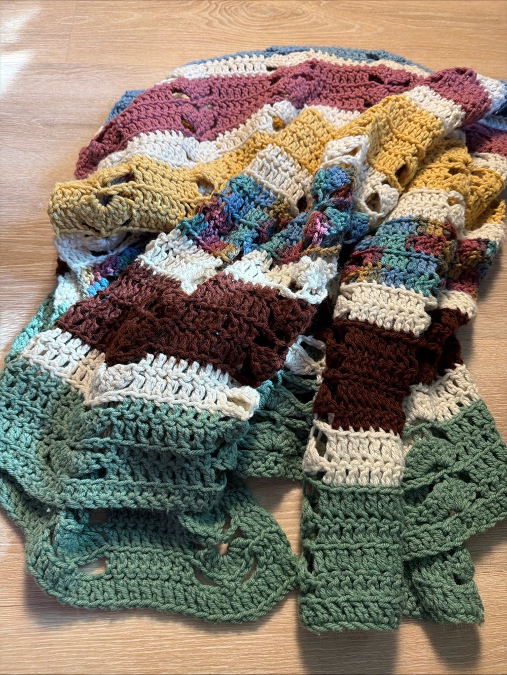 Vintage 1970s Striped Crochet Afghan Throw Blanket 46x56 Call The Midwife Granny